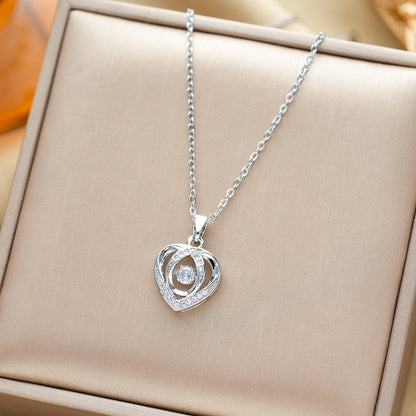 Fashion Dancing Love Necklace With Rhinestones Personality Jewelry dealsniper-net Silver