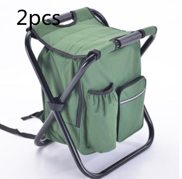 Multifunction Outdoor Folding Chair Ice Cooler Picnic Bags Camping Outdoor dealsniper-net Green2pcs