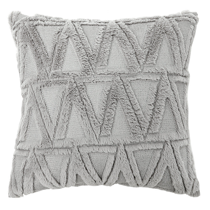 Geometric Rhombus Double-sided Three-dimensional Plush Pillowcase Home dealsniper-net A Grey A45x45cm