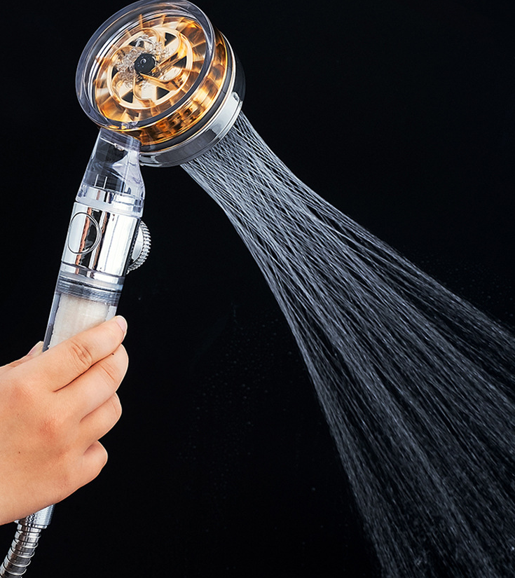 Pressurized Nozzle Turbo Shower Head One-Key Stop Water Saving