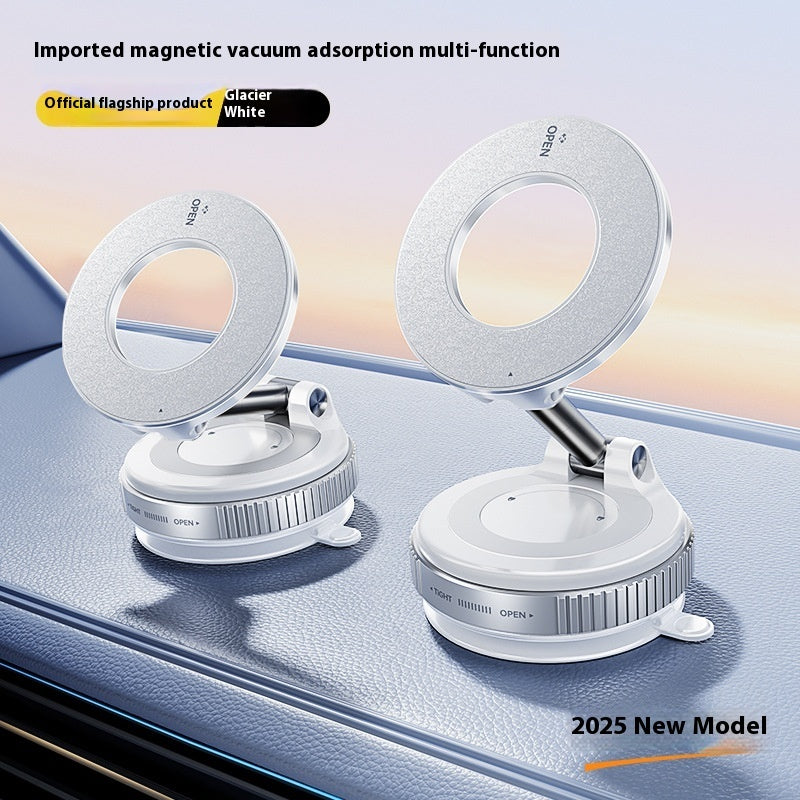 Magnetic Phone Holder With Vacuum Suction Car Mount Vehicle DealSniper.net Glacier white Upgrade