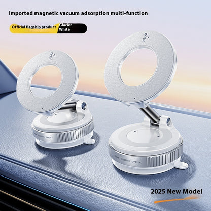 Magnetic Phone Holder With Vacuum Suction Car Mount Vehicle DealSniper.net Glacier white Upgrade