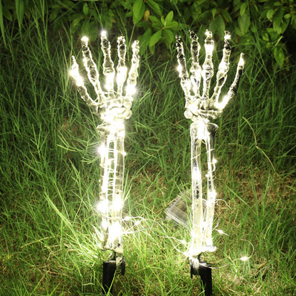 Halloween LED Light Up Skeleton Arm Hand Halloween Party Outdoor Garden dealsniper-net Warm White Left And Right Hand