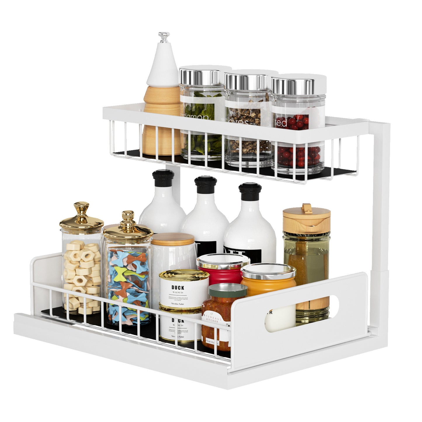 Kitchen Under Sink Pull-out Spice Storage Tiered Rack Kitchen dealsniper-net Black