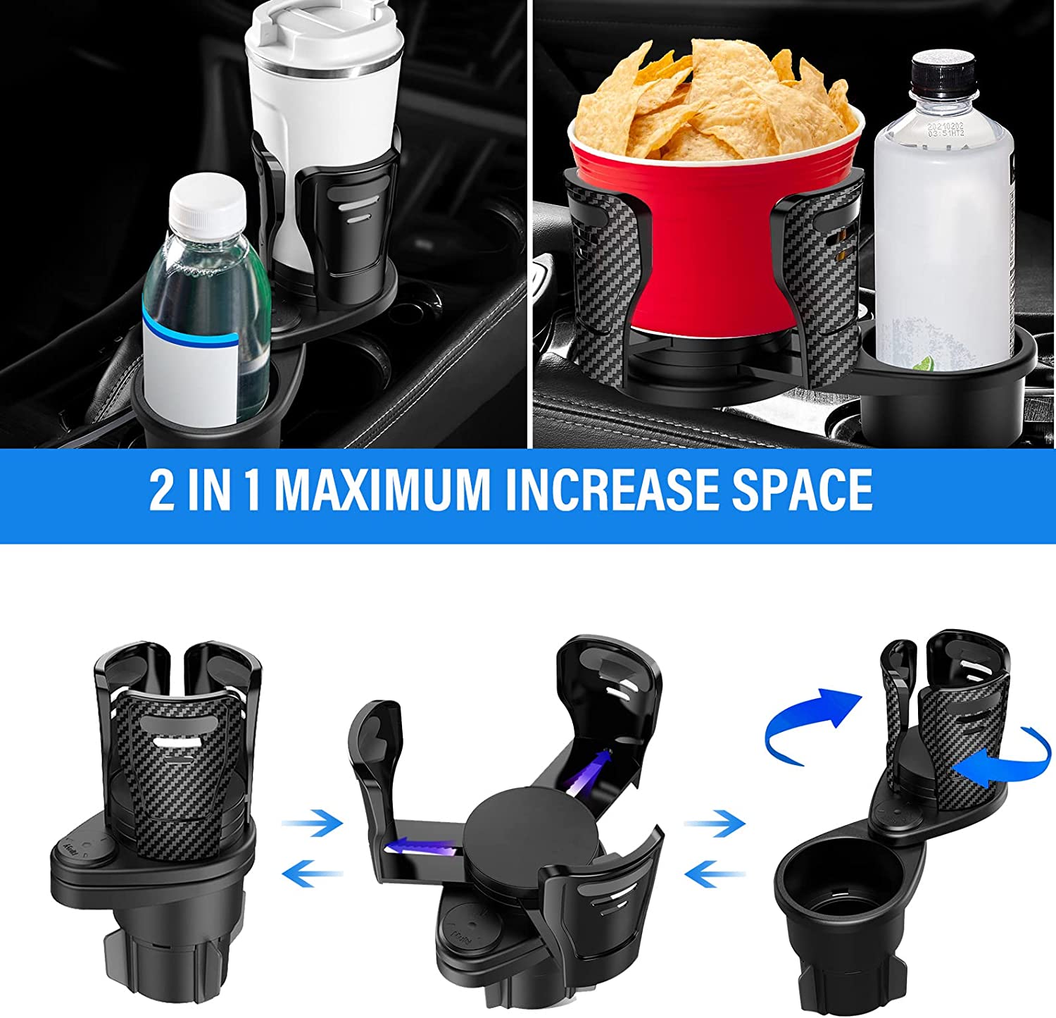 Car Drinking Bottle Holder 360 Degrees Rotatable Water Cup Holder Sunglasses Phone Organizer Storage Car Interior Accessories Vehicle dealsniper-net