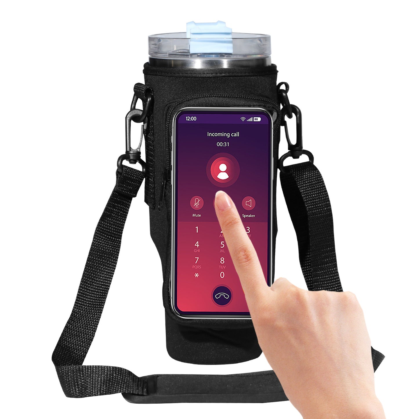 Cup Cover Transparent Touch Screen Neoprene kitchen Kitchen Gym From House Black Rubber Buckle
