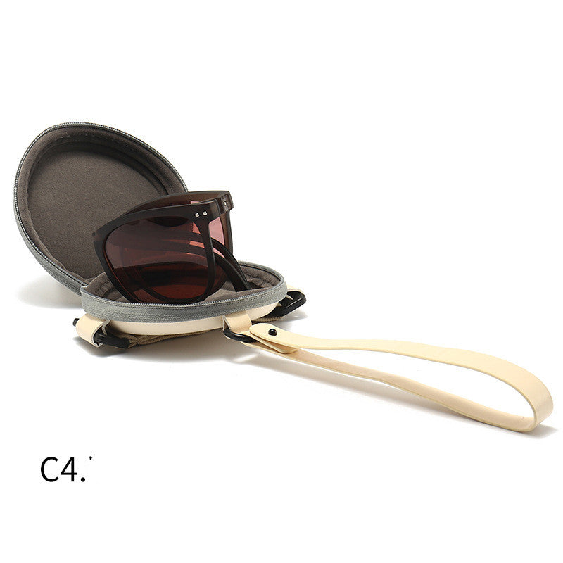 Trendy Foldable Sunglasses For Women TR Polarized Folding Sun Glasses Deals dealsniper-net Pink light coffee With case Polarized light