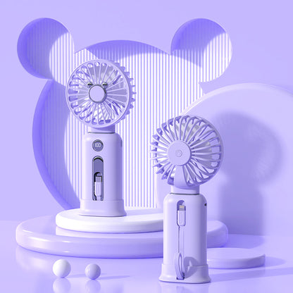 2-in-1 Handheld Fan Fast Charging Power Supply Portable Handheld Gadgets dealsniper-net Purple USB
