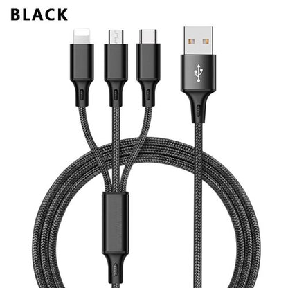 3 In 1 USB Cable For 'IPhone XS Max XR X 8 7 Charging Charger