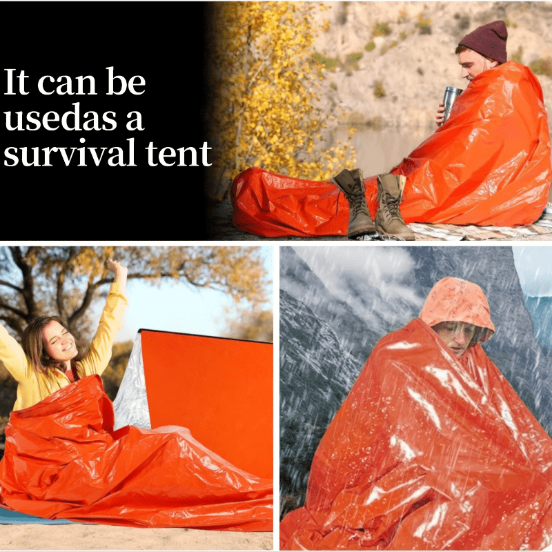 Portable Lightweight Emergency Sleeping Bag, Blanket, Tent - Thermal Bivy Sack For Camping, Hiking, And Outdoor Activities - Windproof And Waterproof Blanket For Survival Outdoor DealSniper.net Orange Blanket