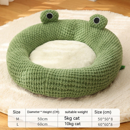 Pet Cat Dog Nest Little Frog Series Warm Plush Mat Pets DealSniper.net Green Frog Round Nest L