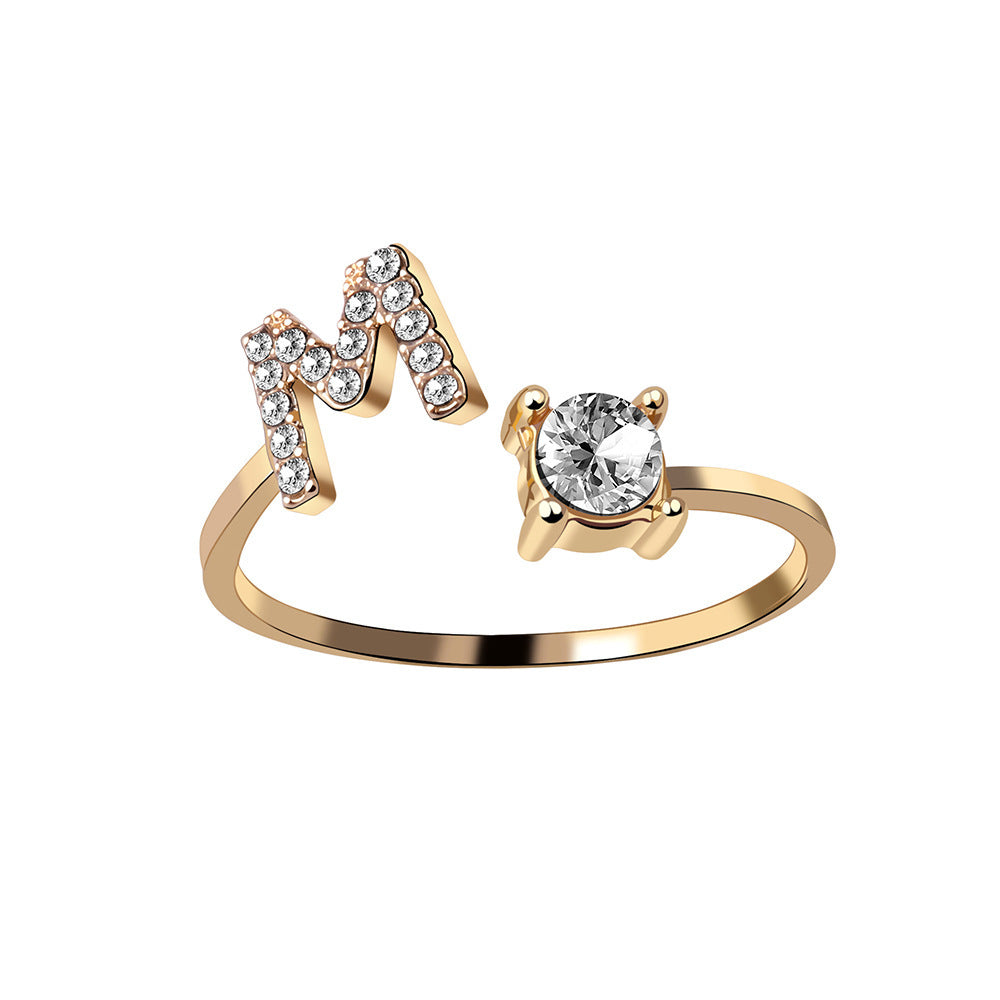 New Design Adjustable 26 Initial Letter Ring Fashion Jewelry Jewelry dealsniper-net Gold M