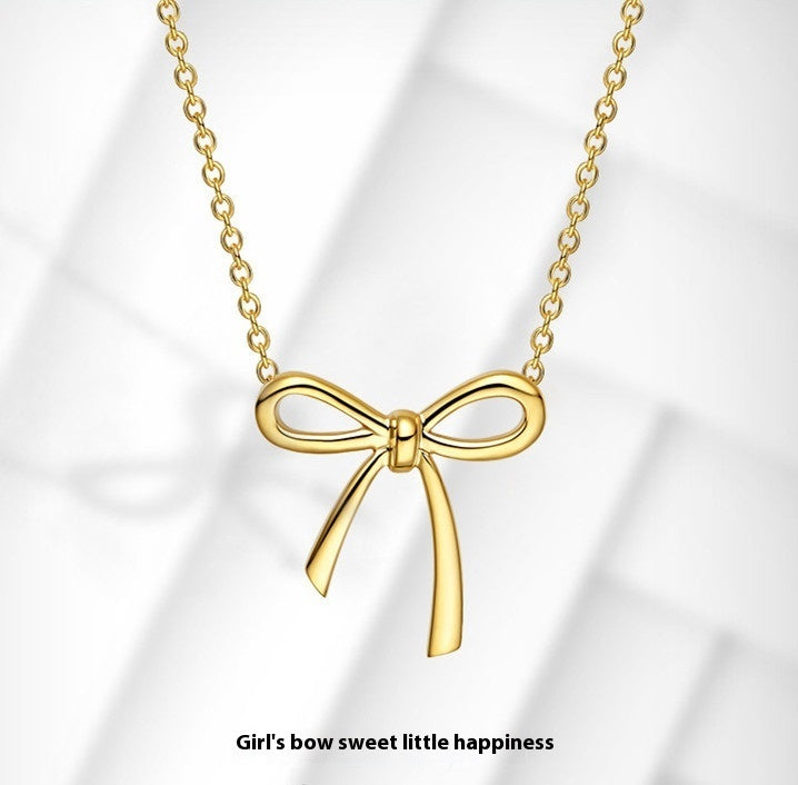 Bow Pendant Color Gold Clavicle Chain Jewelry dealsniper-net