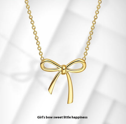 Bow Pendant Color Gold Clavicle Chain Jewelry dealsniper-net