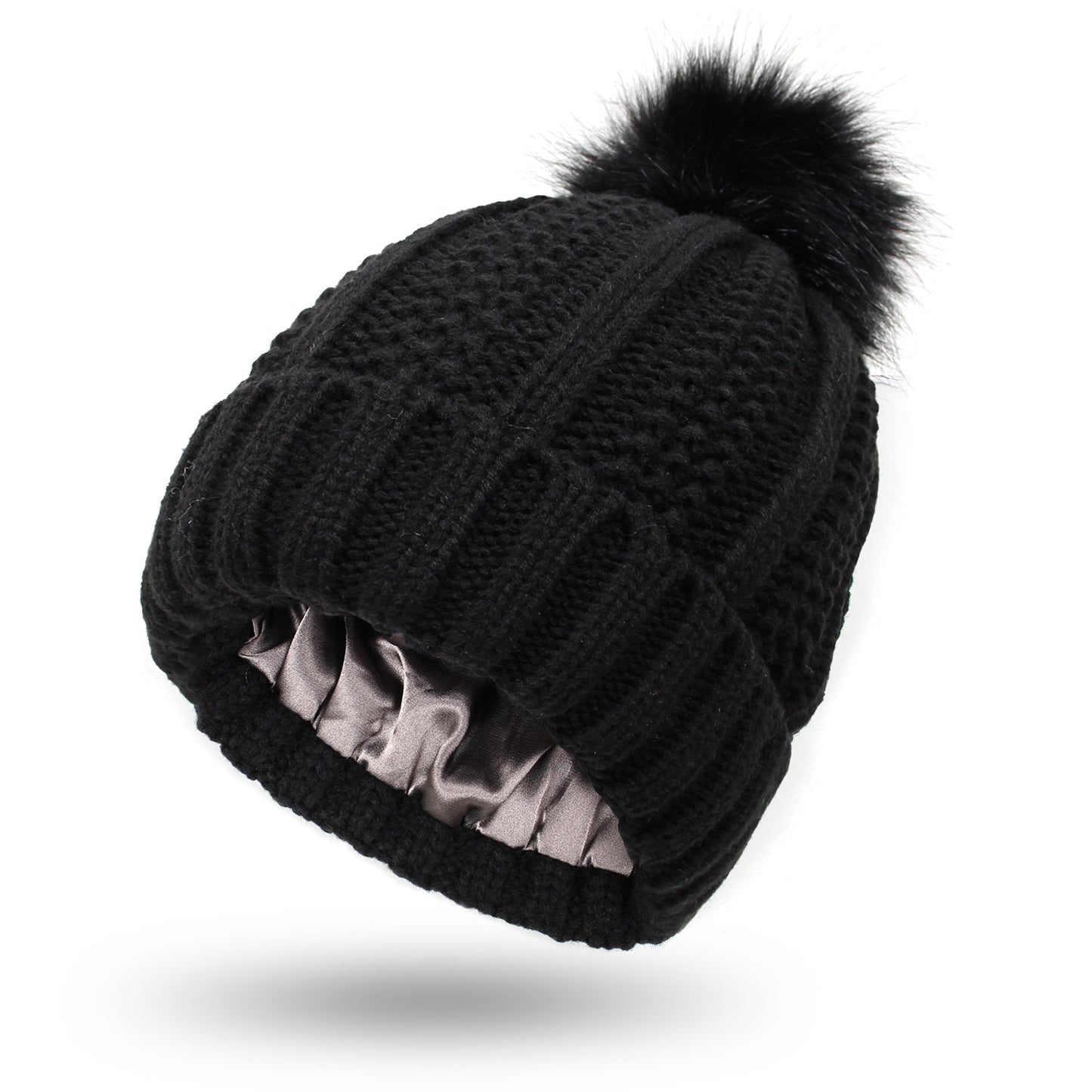 Winter Knitted Hats Fashion Stretchy Lined Skull Hats For Women Women Gym From House Black One size