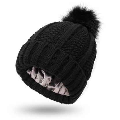 Winter Knitted Hats Fashion Stretchy Lined Skull Hats For Women Women Gym From House Black One size