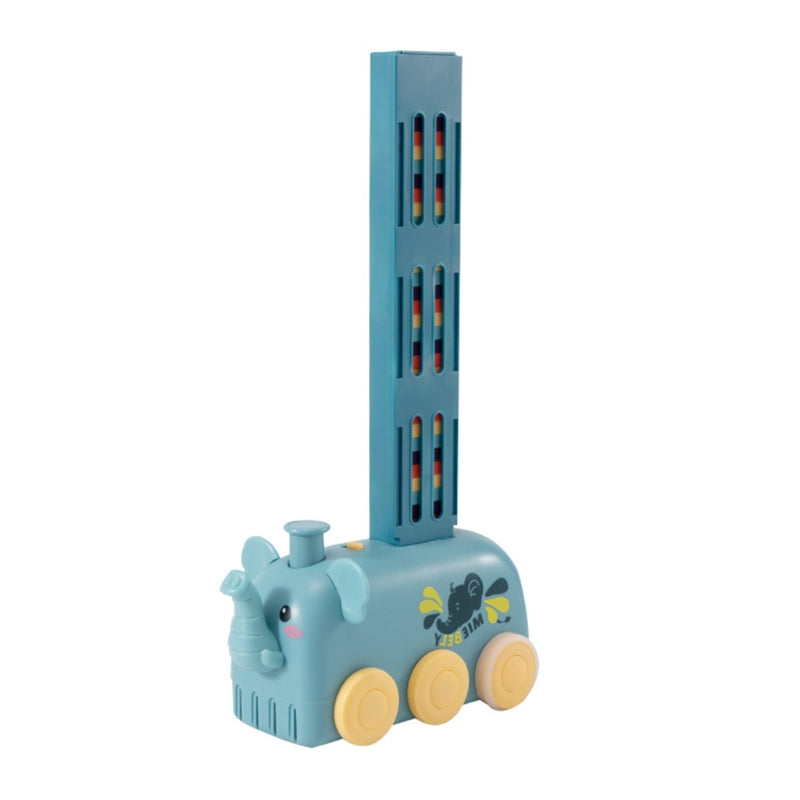 Domino Train Toy Stacking Block Set Domino Building Block Brain Developmental Electric Car Cartoon Block For Kids Kids dealsniper-net Blue