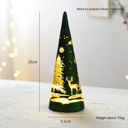 Christmas Luminous Glass Desktop Decoration Holidays dealsniper-net Green Cone