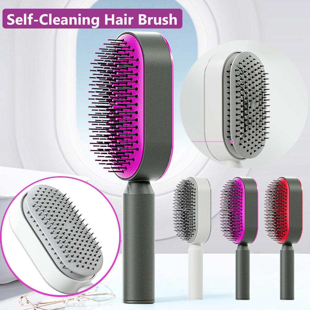Self Cleaning Hair Brush For Women One-key Cleaning Hair Loss Airbag Massage Scalp Comb Anti-Static Hairbrush Beauty DealSniper.net