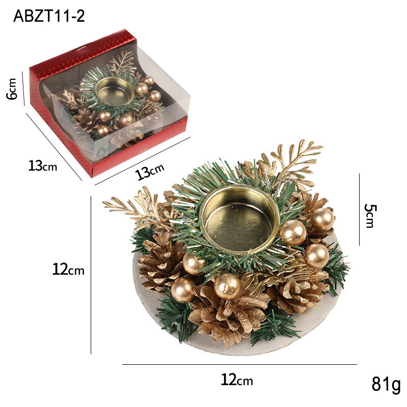 Christmas Candle Metals Candlestick Wreath Artificial Pinball