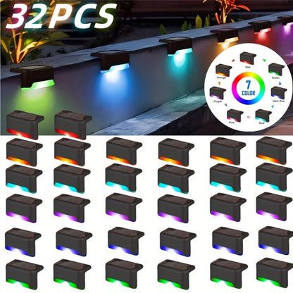 32&16 PCS Solar Deck Lights Outdoor Solar Step Lights Outdoor Gym From House RGB Light 32Pack
