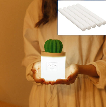 Air Humidifier Soft LED Light Cactus Ultrasonic Aroma Essential House DealSniper.net Transparent 5Pcs Cotton USB