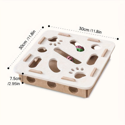 Interactive Cat Puzzle Toy With Maze Tunnel Bell Ball Pets dealsniper-net Square White camel