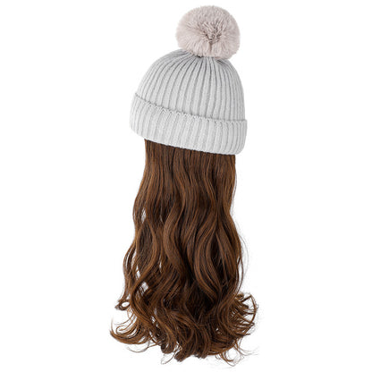 Autumn And Winter New Removable Fashion Woolen Hat Beauty Gym From House Gray Light Brown