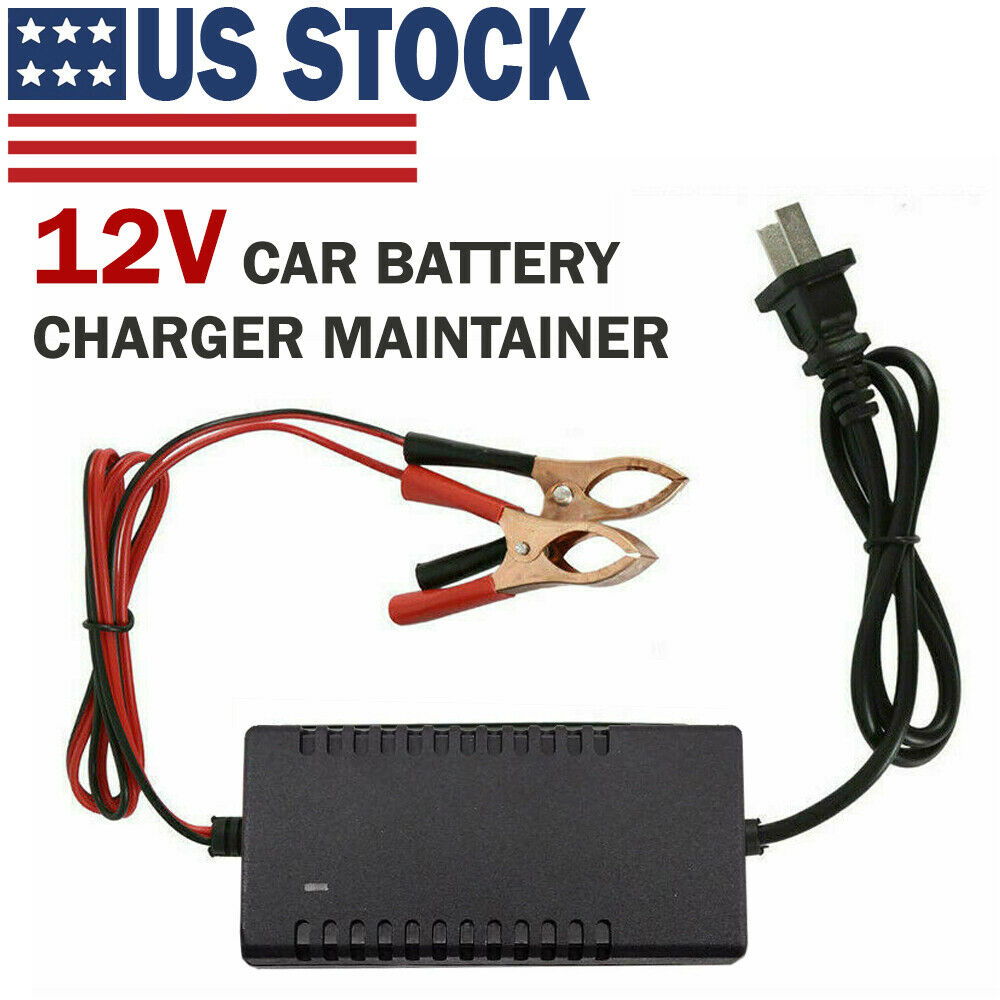 Car Battery Charger Maintainer Auto 12V Trickle RV For Truck Motorcycle ATV US Electronics DealSniper.net Charger Black