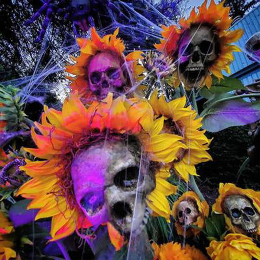 Skull Sunflower Halloween Decoration Garden Simulation