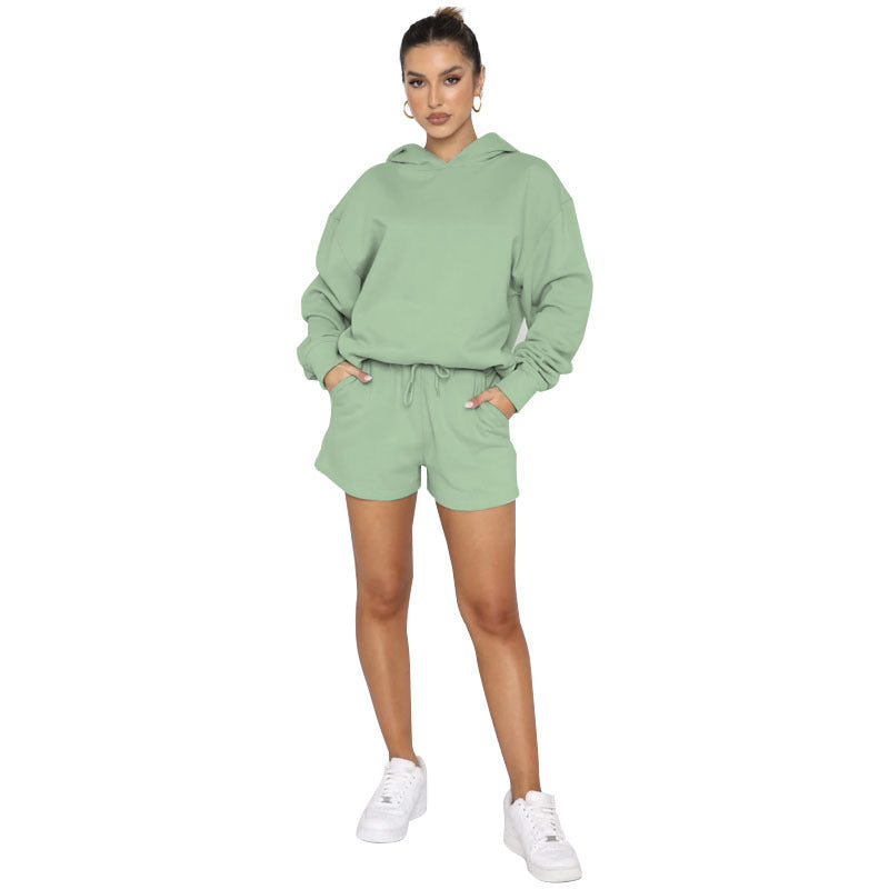 Solid Color Pullover Hooded Long Sleeves Sweater For Women Women DealSniper.net Light Green L