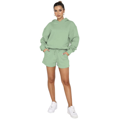 Solid Color Pullover Hooded Long Sleeves Sweater For Women Women DealSniper.net Light Green L