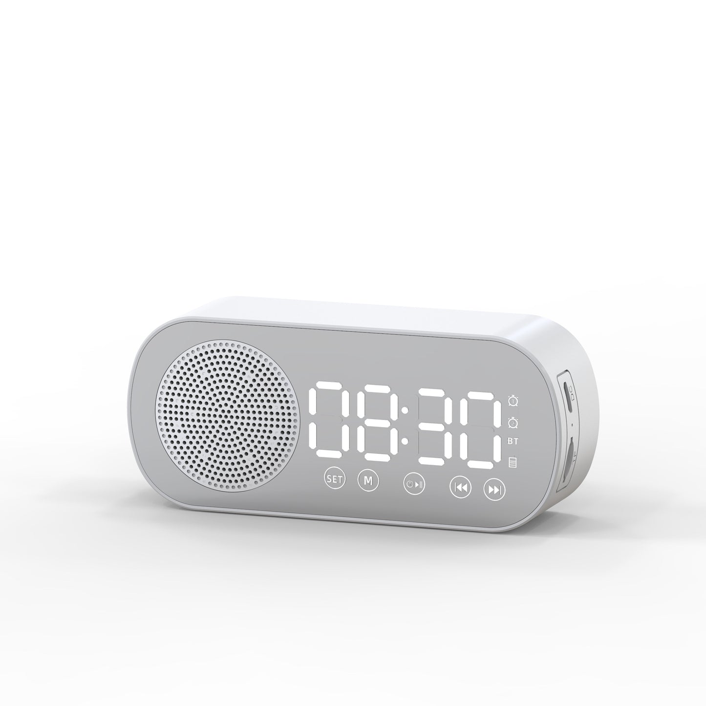 BT Music Alarm Clocks Mirror FM Radio LED Digital Clock 2 Alarm Home Decor dealsniper-net Z7 white USB