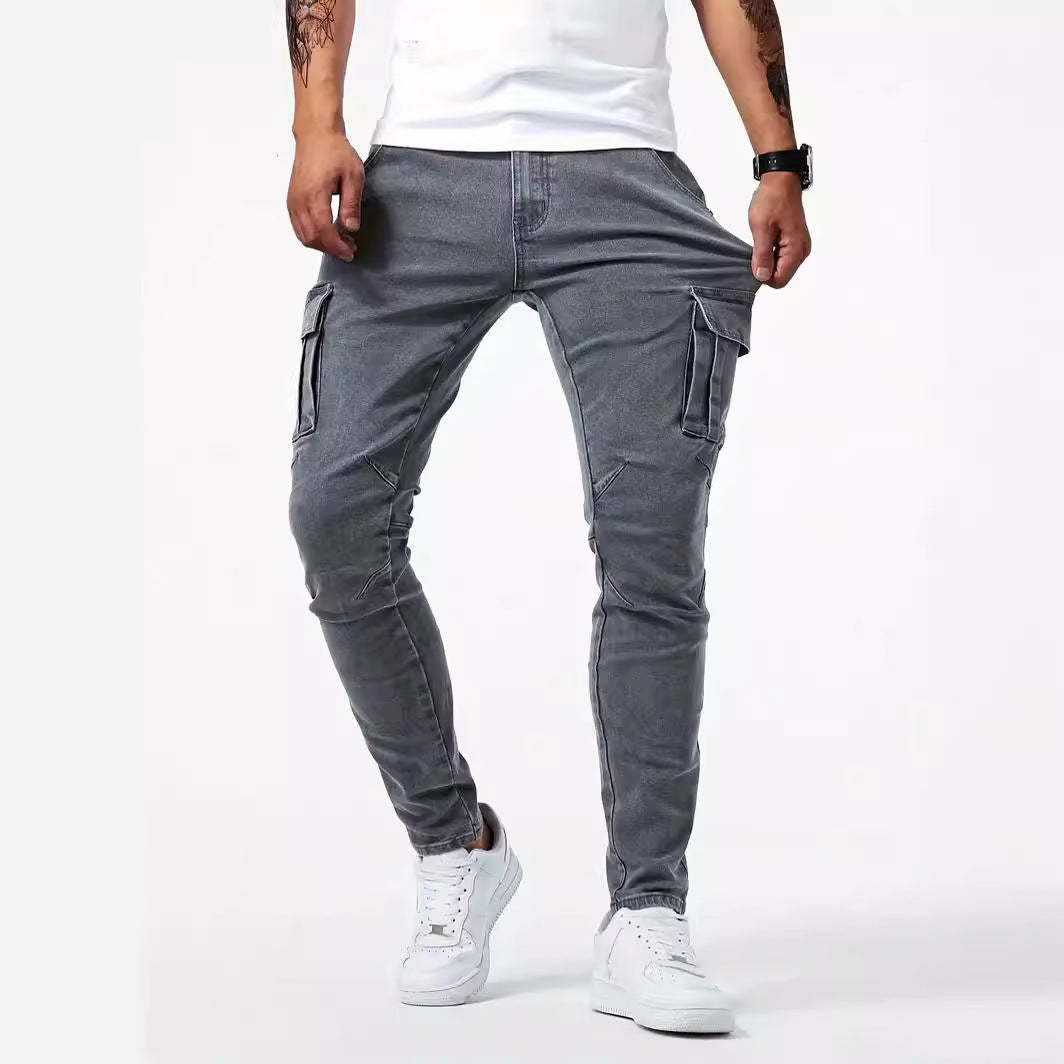 Man's Casual Cargo Pants Stylish Tide Brand Stretch Pants Men null Gray XS