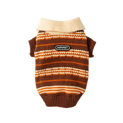 Cat Sweaters Cold Weather Dog Striped Pullover Pets dealsniper-net Brown L