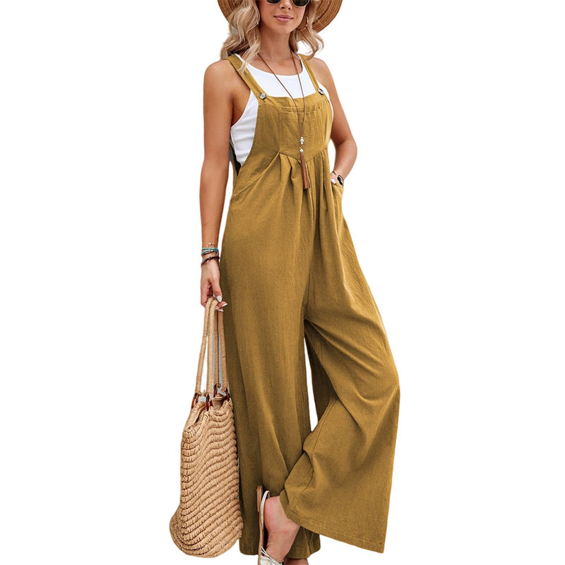 Women Long Bib Pants Overalls Casual Loose Rompers