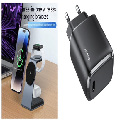 Three-in-one Magnetic Wireless Charger Gadgets Gym From House Dark Gray set