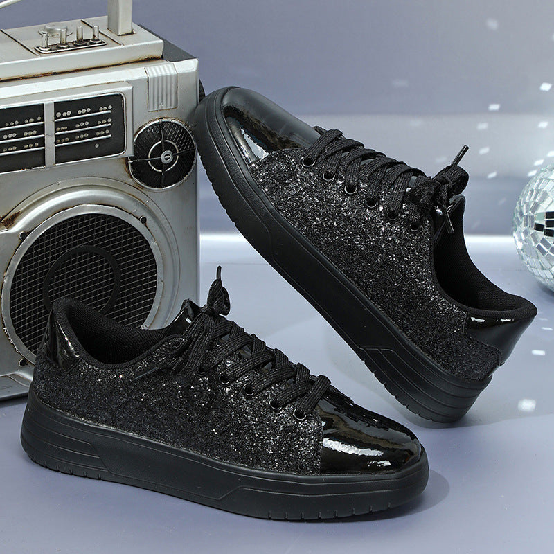 Glitter Sequin Design Flats Shoes Women Trendy Casual Women Gym From House Black Size35