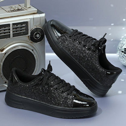 Glitter Sequin Design Flats Shoes Women Trendy Casual Women Gym From House Black Size35