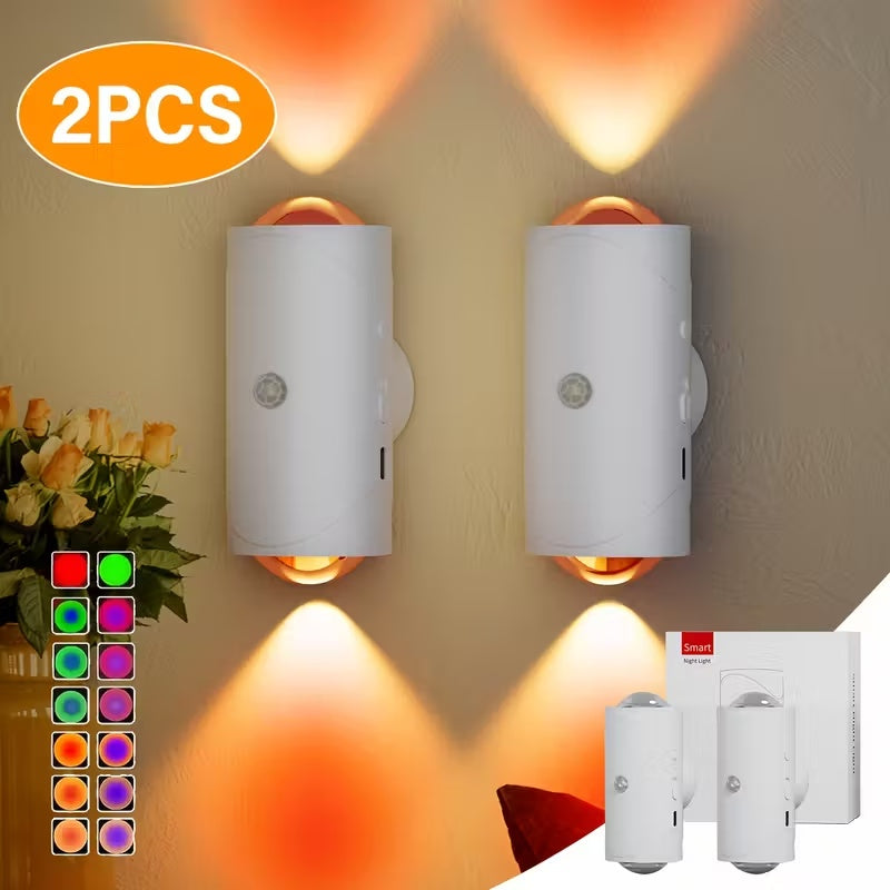 4PCS Color-sensing Motion Night Lights, Wall Lights Cabinet Lights Outdoor Gym From House White shell 2PCS