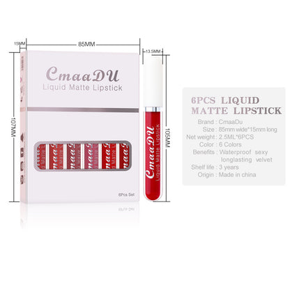 6 Boxes Of Matte Non-stick Cup Waterproof Lipstick Long Lasting Lip Gloss Deals dealsniper-net