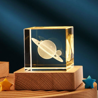 3D Transparent Crystal Cube Desktop Decoration Small Night Lamp House dealsniper-net