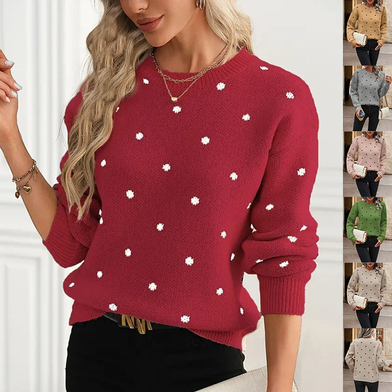 Ins Polka Dot Print Pullover Sweater Fashion Casual Long-sleeved Women null