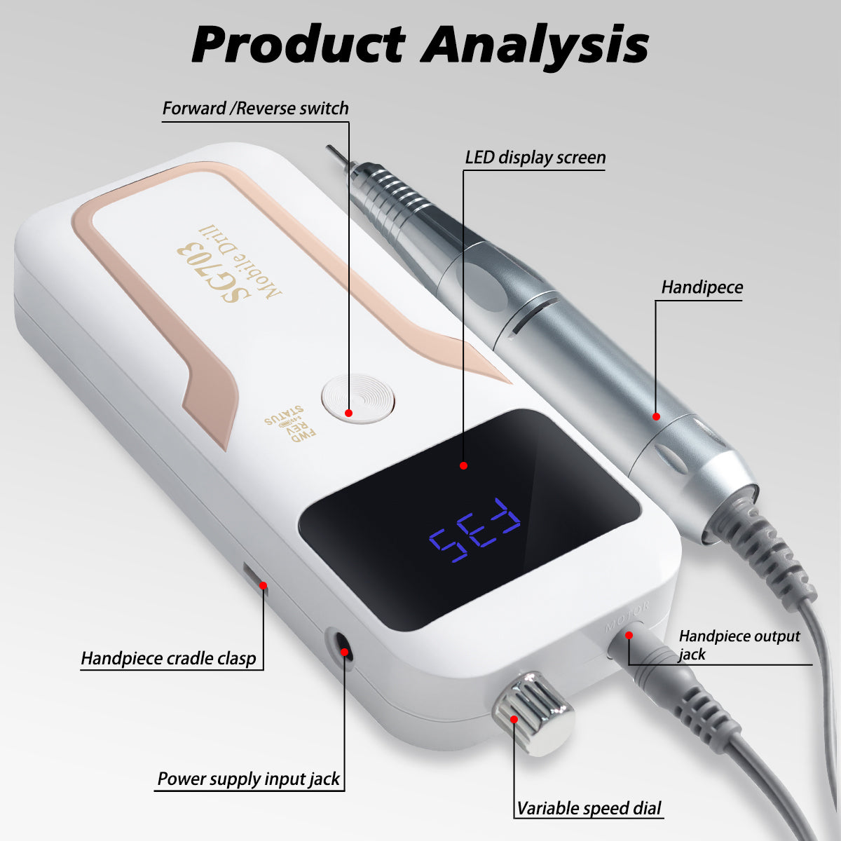 Portable Nail Drill Professional 35000 RPM, Rechargeable Electric Nail Beauty dealsniper-net