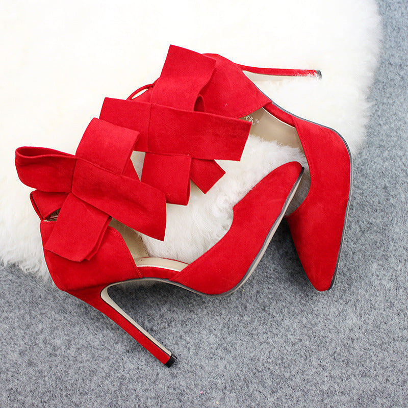 Big Bow Pumps Women Thin High Heel Shoes For Party Festival