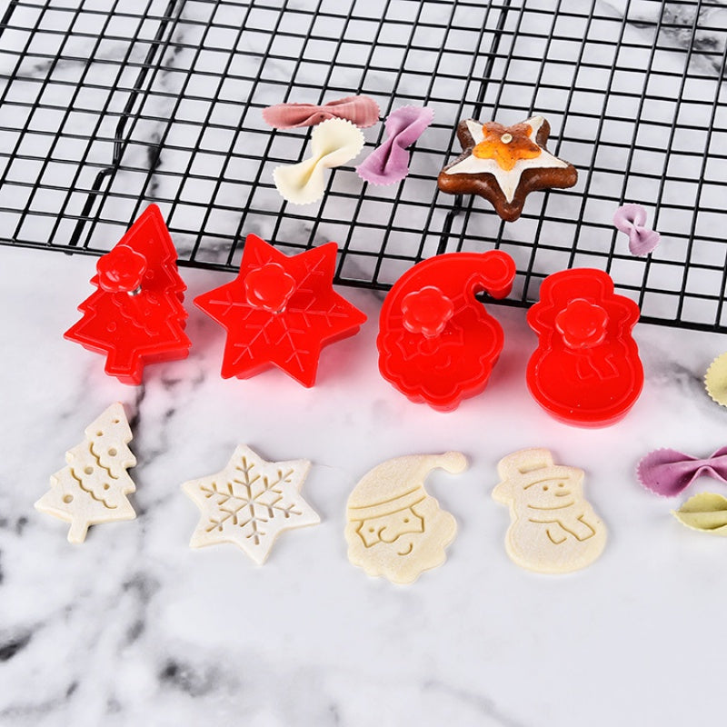 4-Piece Christmas Biscuit Cutting Die Kitchen DealSniper.net Red