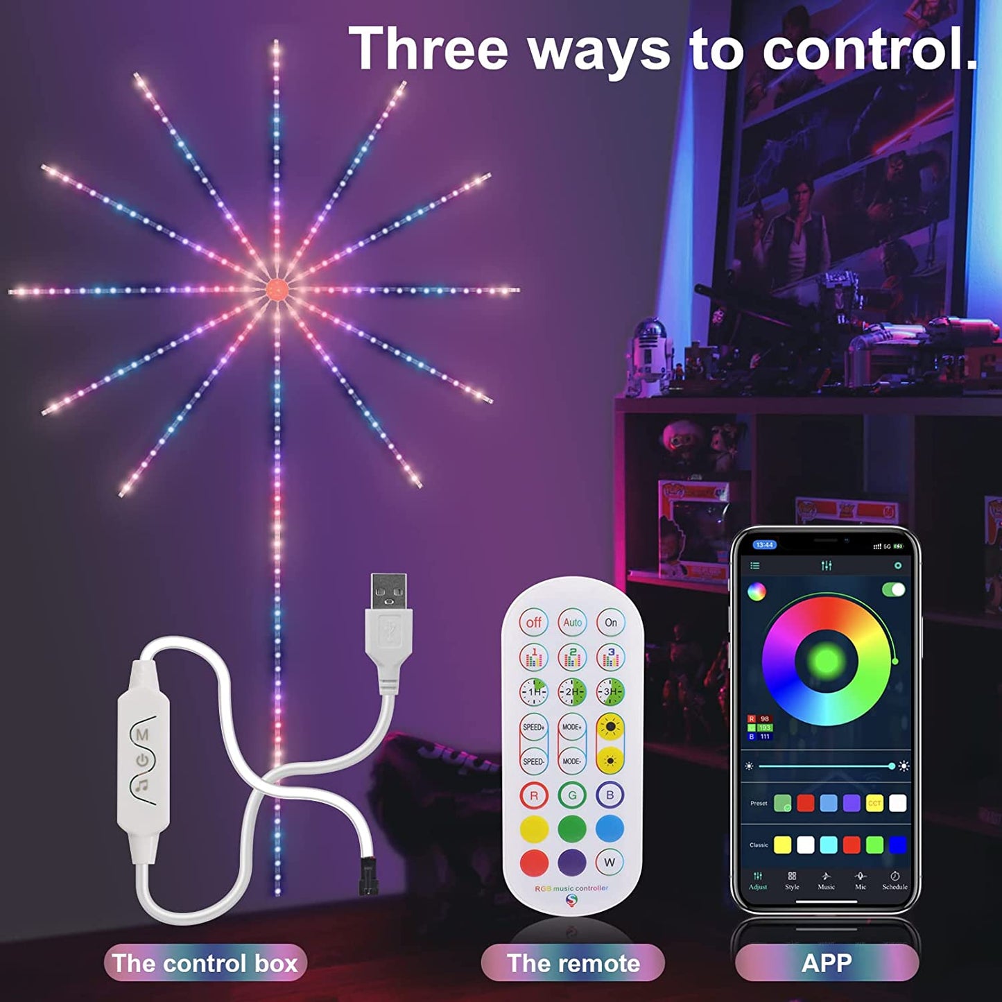 Firework Lights LED Strip Music Sound Changing LED Firework Light Home dealsniper-net