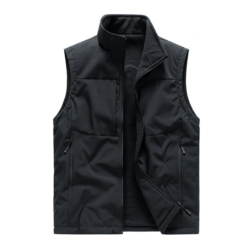 Men's Double-sided Fleece Vest Winter Warm Loose Sleeveless