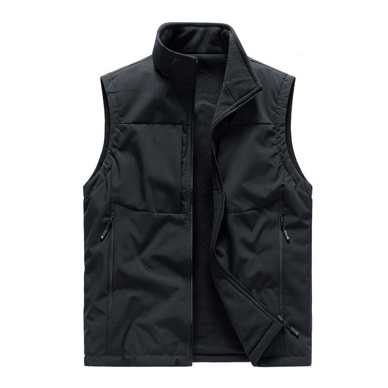 Men's Double-sided Fleece Vest Winter Warm Loose Sleeveless Men DealSniper.net Black 2XL