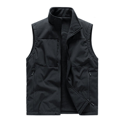 Men's Double-sided Fleece Vest Winter Warm Loose Sleeveless Men DealSniper.net Black 2XL